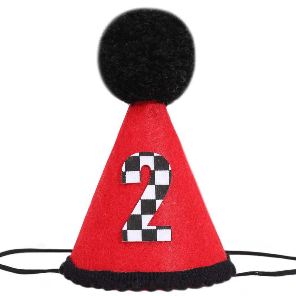 6767 Race Car 2nd Birthday Hat - Two Fast Birthday Party Decorations,Red